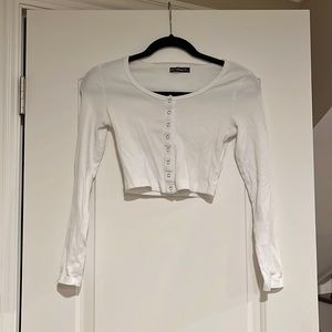 whire crop long sleeve